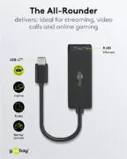 GOOBAY αντάπτορας δικτύου 76579, USB-C, 1000Mbps Ethernet, μαύρος 5