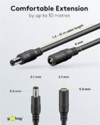 GOOBAY καλώδιο προέκτασης τροφοδοσίας 76671, 5.5x2.1mm, 5m, μαύρο 4
