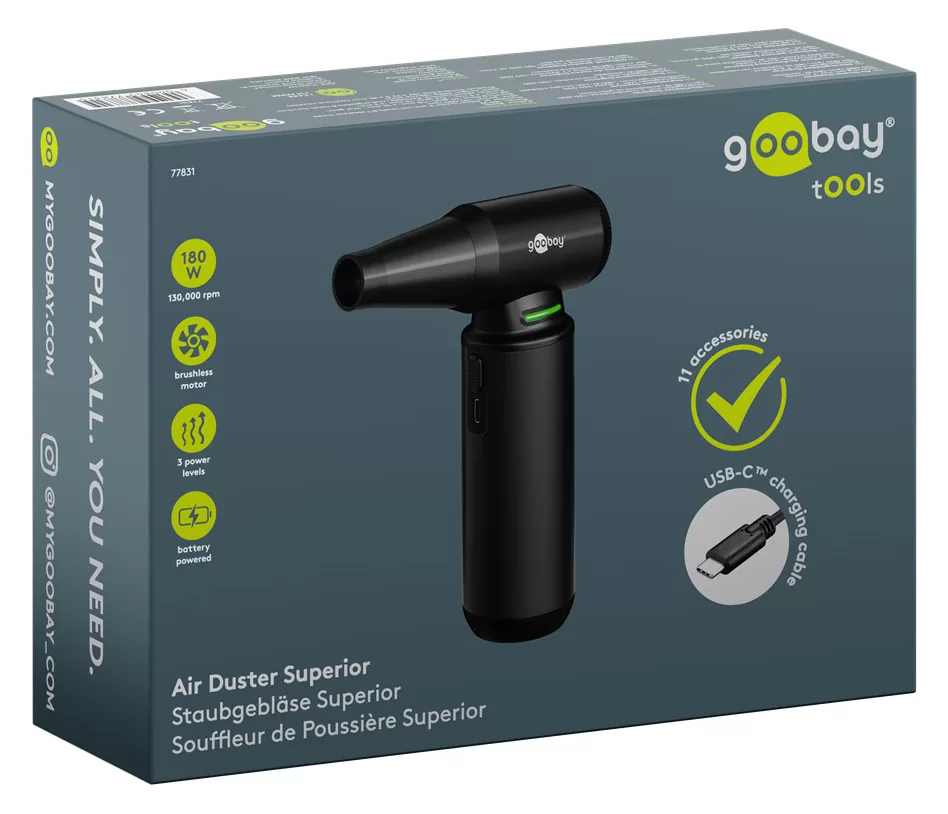 GOOBAY ηλεκτρικό air duster 77831 με φακό, 180W, 6000mAh, μαύρο 12 GOOBAY ηλεκτρικό air duster 77831 με φακό, 180W, 6000mAh, μαύρο - Image 10