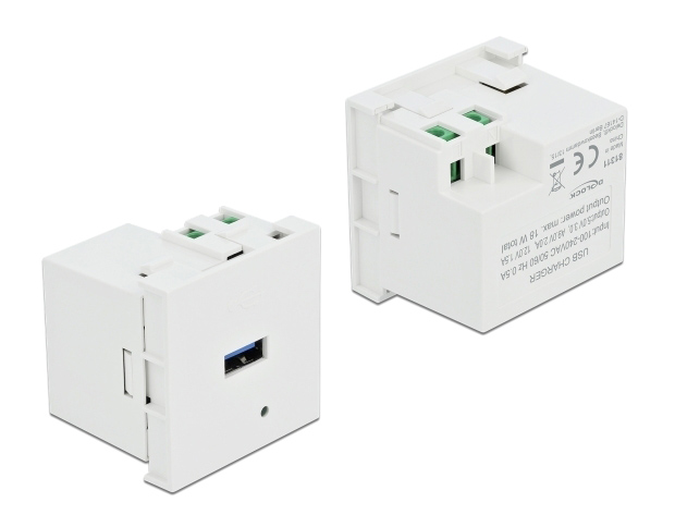 DELOCK module USB θύρα φόρτισης Easy 45 81311, 18W, 45x45mm, λευκό 3 DELOCK module USB θύρα φόρτισης Easy 45 81311, 18W, 45x45mm, λευκό