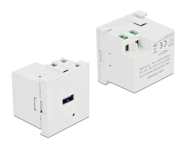 DELOCK module USB θύρα φόρτισης Easy 45 81311, 18W, 45x45mm, λευκό 3 DELOCK module USB θύρα φόρτισης Easy 45 81311, 18W, 45x45mm, λευκό
