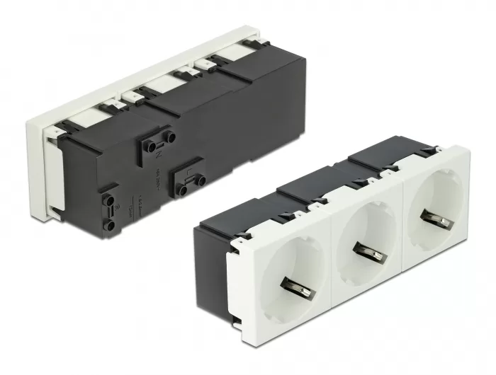 DELOCK τριπλό module πρίζας ρεύματος Easy 45 81323, 45°, 45x45mm, 5τμχ 3 DELOCK τριπλό module πρίζας ρεύματος Easy 45 81323, 45°, 45x45mm, 5τμχ