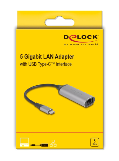 DELOCK αντάπτορας δικτύου 81570, USB-C, 5Gbps Ethernet, ασημί 4 DELOCK αντάπτορας δικτύου 81570, USB-C, 5Gbps Ethernet, ασημί - Image 2