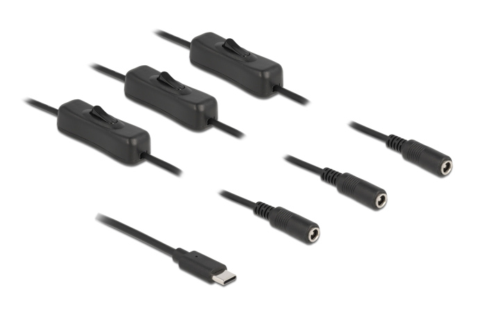 DELOCK καλώδιο USB Type-C σε 3x DC 5.5 x 2.1mm 86801, 1m, μαύρο 4 DELOCK καλώδιο USB Type-C σε 3x DC 5.5 x 2.1mm 86801, 1m, μαύρο - Image 2