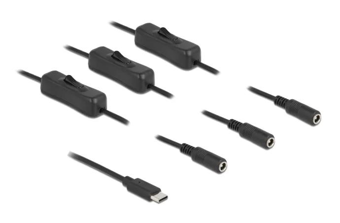 DELOCK καλώδιο USB Type-C σε 3x DC 5.5 x 2.1mm 86801, 1m, μαύρο 4 DELOCK καλώδιο USB Type-C σε 3x DC 5.5 x 2.1mm 86801, 1m, μαύρο - Image 2