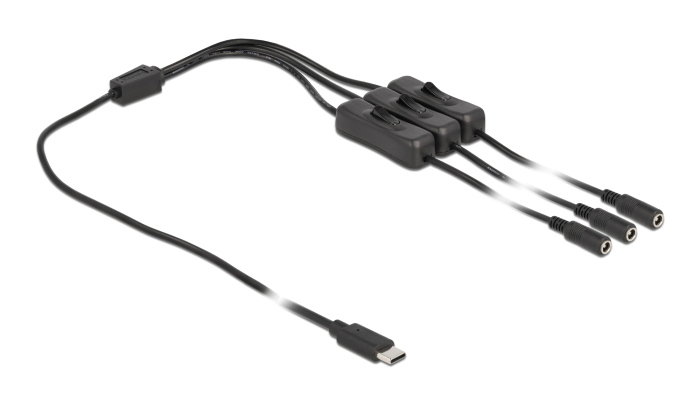 DELOCK καλώδιο USB Type-C σε 3x DC 5.5 x 2.1mm 86801, 1m, μαύρο 3 DELOCK καλώδιο USB Type-C σε 3x DC 5.5 x 2.1mm 86801, 1m, μαύρο