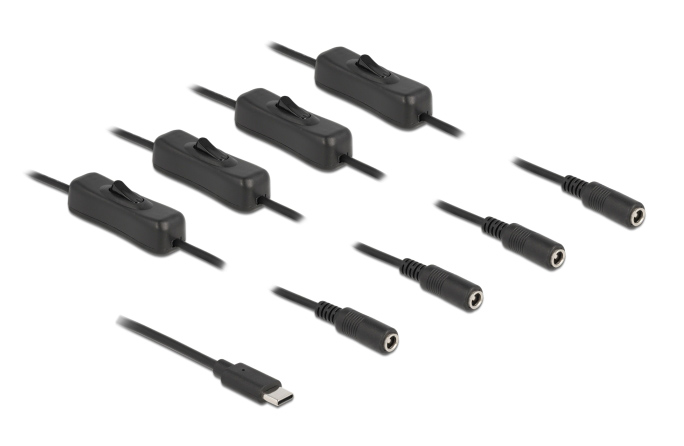 DELOCK καλώδιο USB Type-C σε 4x DC 5.5 x 2.1mm 86802, 1m, μαύρο 4 DELOCK καλώδιο USB Type-C σε 4x DC 5.5 x 2.1mm 86802, 1m, μαύρο - Image 2