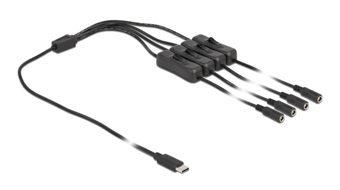 DELOCK καλώδιο USB Type-C σε 4x DC 5.5 x 2.1mm 86802, 1m, μαύρο 3 DELOCK καλώδιο USB Type-C σε 4x DC 5.5 x 2.1mm 86802, 1m, μαύρο