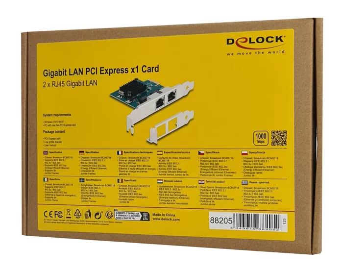 DELOCK κάρτα επέκτασης PCIe x1 σε 2x RJ45 Gigabit 88205, 1000Mbps 6 DELOCK κάρτα επέκτασης PCIe x1 σε 2x RJ45 Gigabit 88205, 1000Mbps - Image 4