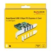 DELOCK κάρτα επέκτασης PCI Express x1 σε 4x USB 89360, 5 Gbps 4