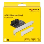 DELOCK κάρτα επέκτασης PCIe σε 4x SATA 90010, 6Gb/s, Low Profile 3