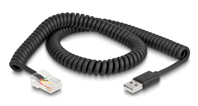 DELOCK καλώδιο USB σε RJ50 90602 για barcode scanner, spiral, 2m, μαύρο 3 DELOCK καλώδιο USB σε RJ50 90602 για barcode scanner, spiral, 2m, μαύρο