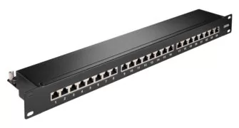 GOOBAY patch panel 90854, 19"/1U, 24x ports, CAT 6a STP, μαύρo 1