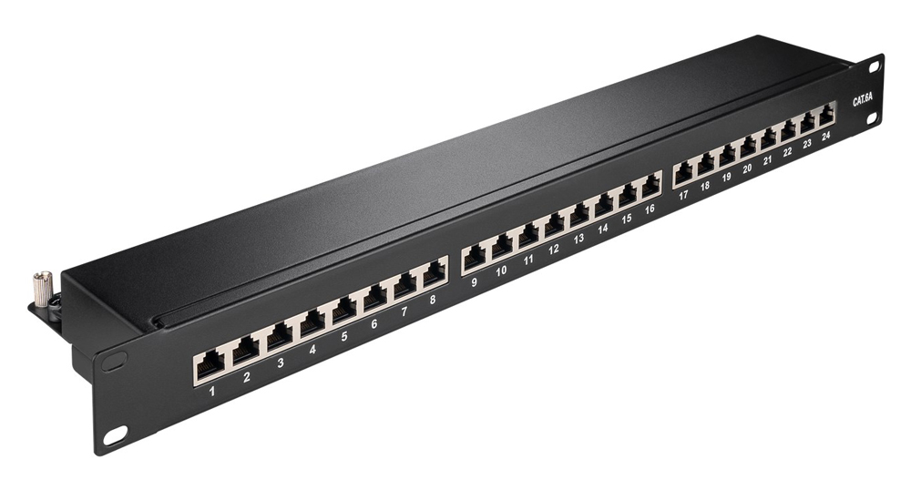 GOOBAY patch panel 90854, 19"/1U, 24x ports, CAT 6a STP, μαύρo 3 GOOBAY patch panel 90854, 19"/1U, 24x ports, CAT 6a STP, μαύρo