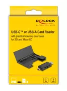 DELOCK card reader 91014 για SD & micro SD, με θήκη, USB/USB-C, 5Gbps, μαύρο 5