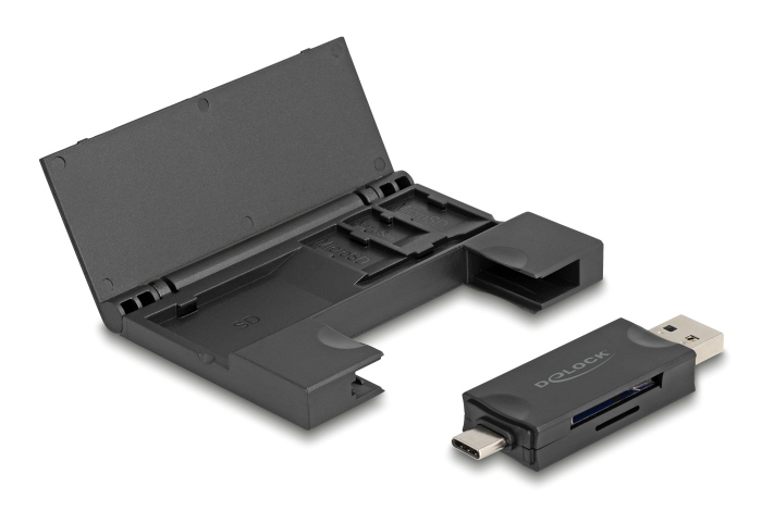 DELOCK card reader 91014 για SD & micro SD, με θήκη, USB/USB-C, 5Gbps, μαύρο 3 DELOCK card reader 91014 για SD & micro SD, με θήκη, USB/USB-C, 5Gbps, μαύρο