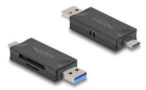 DELOCK card reader 91020 για SD & micro SD, USB/USB-C σύνδεση, 5Gbps, μαύρο 3