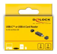 DELOCK card reader 91020 για SD & micro SD, USB/USB-C σύνδεση, 5Gbps, μαύρο 5