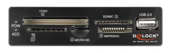 DELOCK USB 9-pin card reader 91708, CF/SD/XD/MS/Micro SD/USB, 3.5" bay 2
