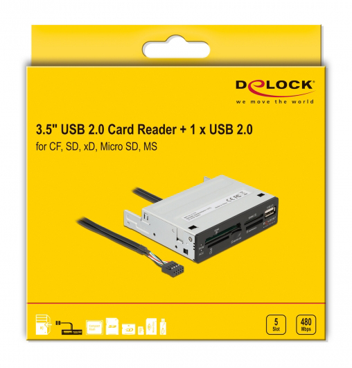 DELOCK USB 9-pin card reader 91708, CF/SD/XD/MS/Micro SD/USB, 3.5" bay 5 DELOCK USB 9-pin card reader 91708, CF/SD/XD/MS/Micro SD/USB, 3.5" bay - Image 3