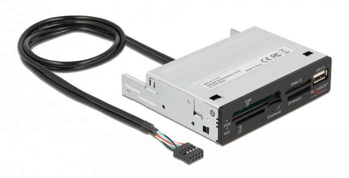 DELOCK USB 9-pin card reader 91708, CF/SD/XD/MS/Micro SD/USB, 3.5" bay 3 DELOCK USB 9-pin card reader 91708, CF/SD/XD/MS/Micro SD/USB, 3.5" bay