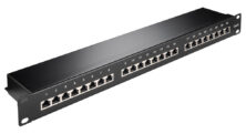 93048 Μαύρο 19" 1U Patch Panel 24 Θύρες Cat 6 Stp