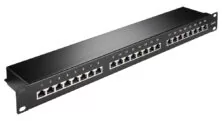 93048 Μαύρο 19" 1U Patch Panel 24 Θύρες Cat 6 Stp