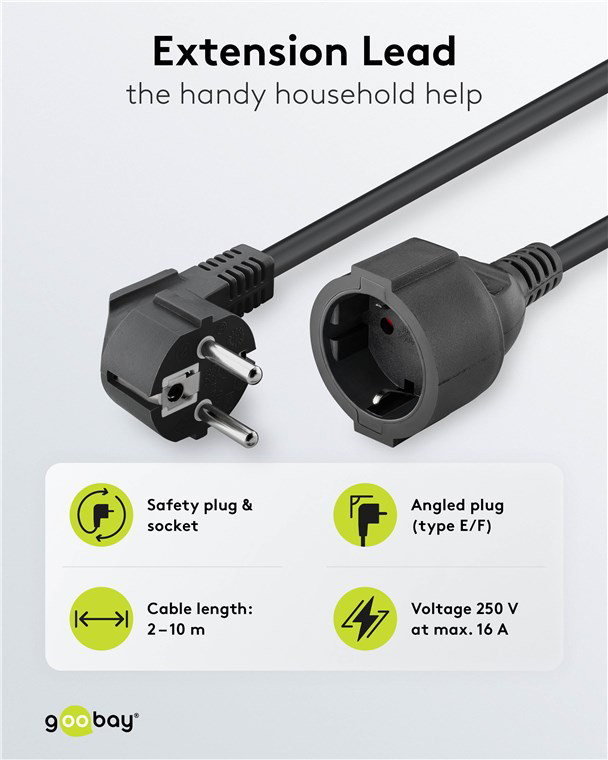 GOOBAY μπαλαντέζα προέκταση ρεύματος 93094, schuko, 3x 1.5mm², 5m, μαύρη 4 GOOBAY μπαλαντέζα προέκταση ρεύματος 93094, schuko, 3x 1.5mm², 5m, μαύρη - Image 2