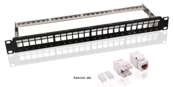 GOOBAY Keystone patch panel 95336 με 24 modules, 19"/1U, 24 ports, μαύρo 1