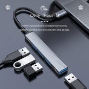 ORICO USB hub AH-13, 4x θυρών, USB 3.0, 5Gbps, USB-C σύνδεση, γκρι 2