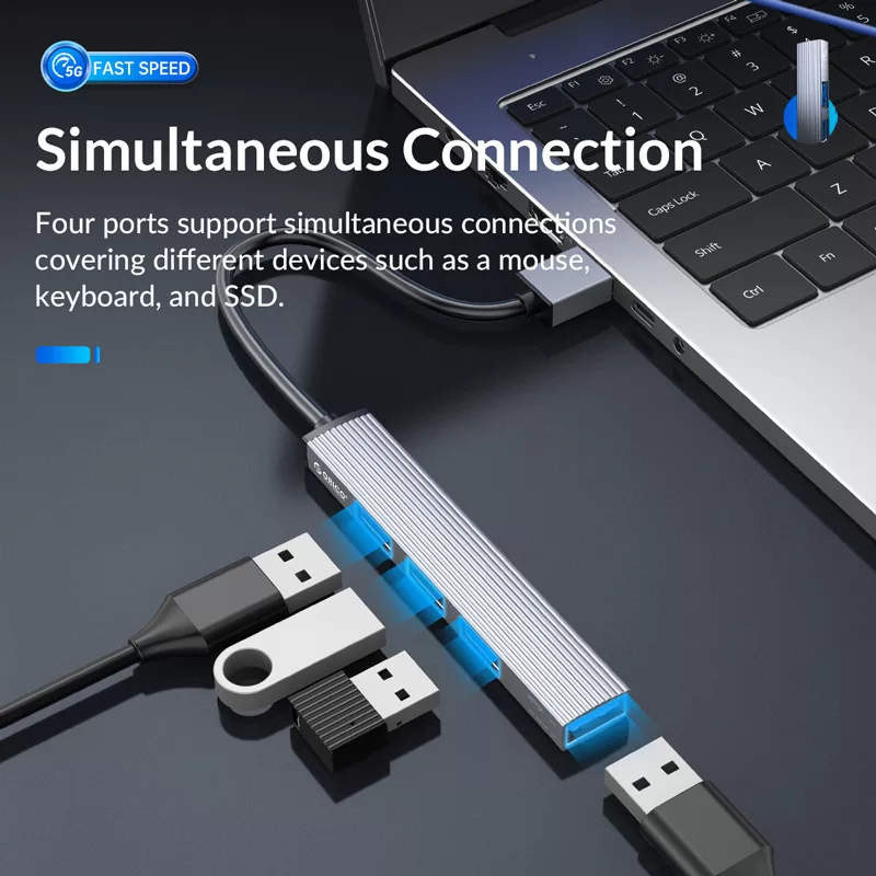 ORICO USB hub AH-A13, 4x θυρών, USB 3.0, 5Gbps, USB σύνδεση, γκρι 4 ORICO USB hub AH-A13, 4x θυρών, USB 3.0, 5Gbps, USB σύνδεση, γκρι - Image 2