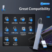 ORICO USB hub AH-A13, 4x θυρών, USB 3.0, 5Gbps, USB σύνδεση, γκρι 3