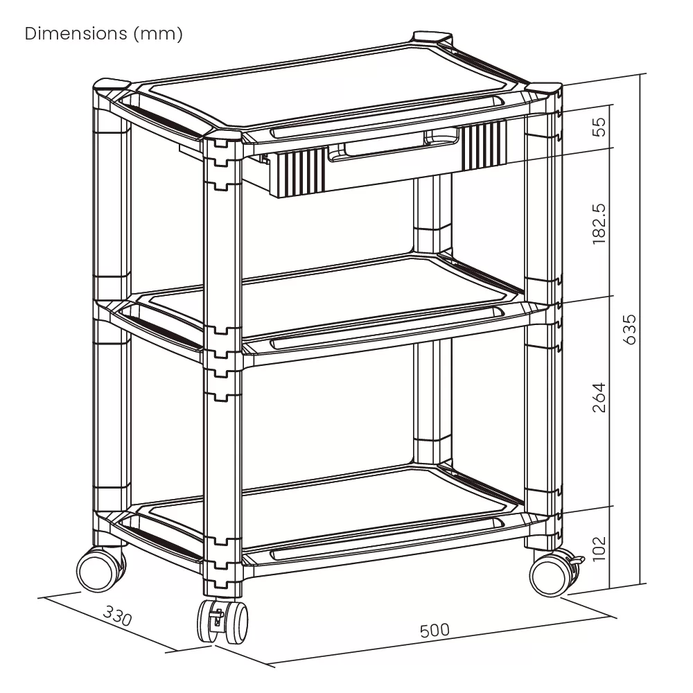 BRATECK ραφιέρα δαπέδου AMS-5L με ροδάκια, 3 ράφια, 50x33x63.5cm, έως 10kg, μαύρη 9 BRATECK ραφιέρα δαπέδου AMS-5L με ροδάκια, 3 ράφια, 50x33x63.5cm, έως 10kg, μαύρη - Image 7