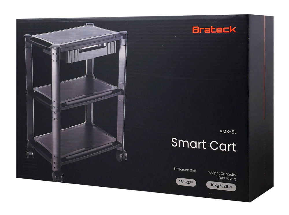 BRATECK ραφιέρα δαπέδου AMS-5L με ροδάκια, 3 ράφια, 50x33x63.5cm, έως 10kg, μαύρη 9 BRATECK ραφιέρα δαπέδου AMS-5L με ροδάκια, 3 ράφια, 50x33x63.5cm, έως 10kg, μαύρη - Image 8