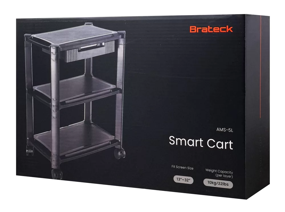 BRATECK ραφιέρα δαπέδου AMS-5L με ροδάκια, 3 ράφια, 50x33x63.5cm, έως 10kg, μαύρη 10 BRATECK ραφιέρα δαπέδου AMS-5L με ροδάκια, 3 ράφια, 50x33x63.5cm, έως 10kg, μαύρη - Image 8