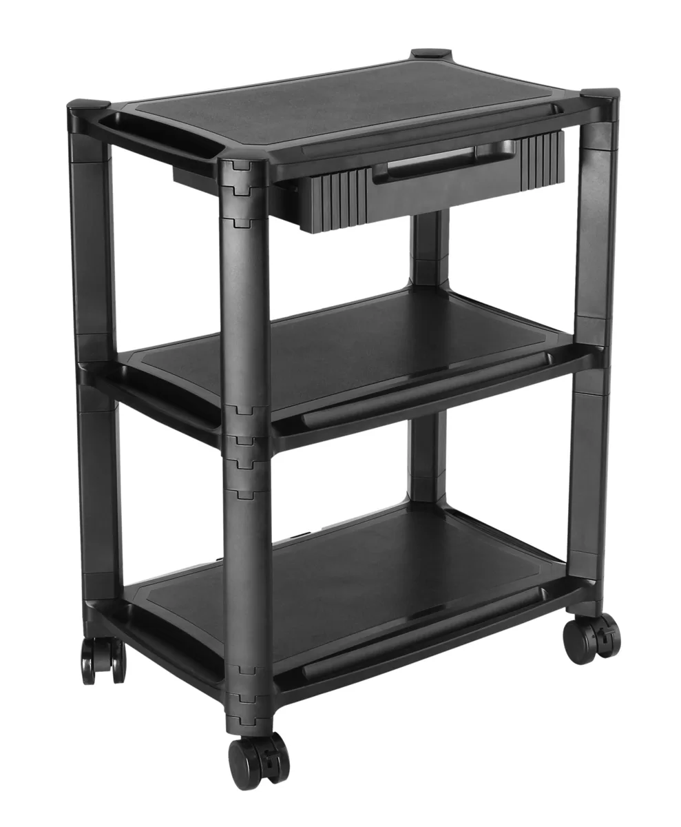 BRATECK ραφιέρα δαπέδου AMS-5L με ροδάκια, 3 ράφια, 50x33x63.5cm, έως 10kg, μαύρη 3 BRATECK ραφιέρα δαπέδου AMS-5L με ροδάκια, 3 ράφια, 50x33x63.5cm, έως 10kg, μαύρη
