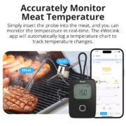 SONOFF smart θερμόμετρο barbeque BMT01 με 2x αισθητήρες, έως 300 °C, μαύρο 4