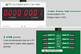 BEST Power supply BST-305D, 30V/5A, AC/DC, 8x USB 5
