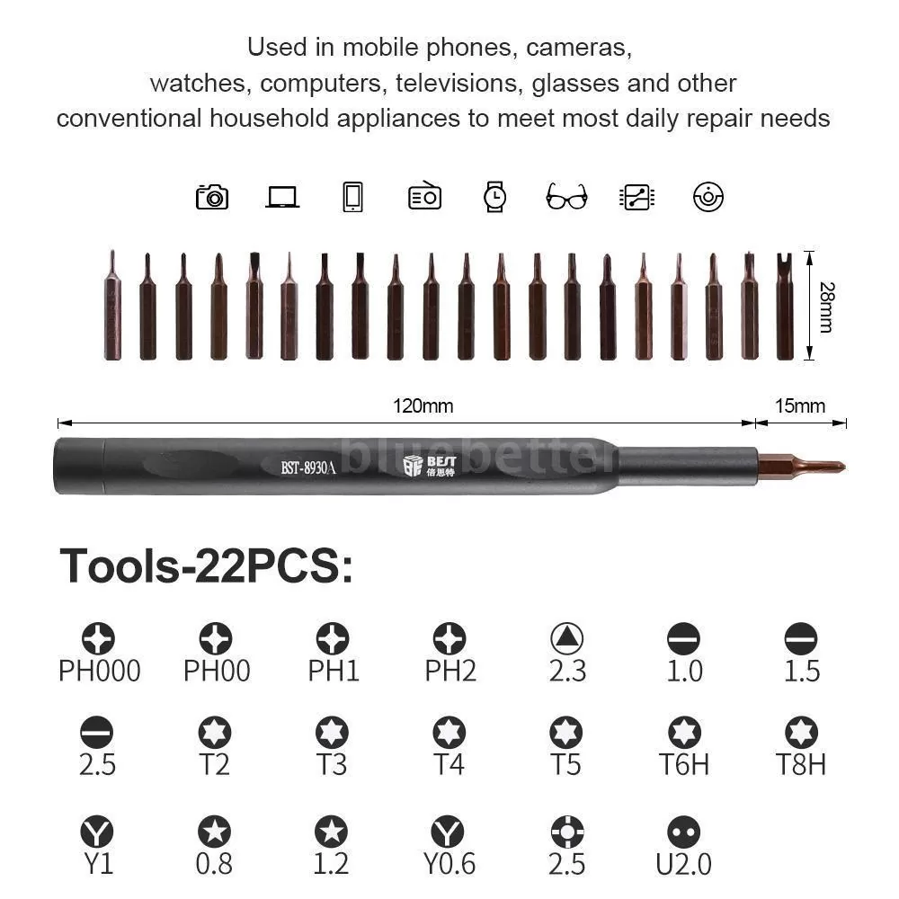 BEST set κατσαβιδιών ακριβείας BST-8930A, 22 τεμάχια 5 BEST set κατσαβιδιών ακριβείας BST-8930A, 22 τεμάχια - Image 3