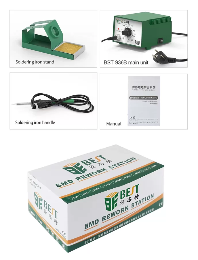 BEST σταθμός κόλλησης BST-936B με κολλητήρι, 45W, 480°C 9 BEST σταθμός κόλλησης BST-936B με κολλητήρι, 45W, 480°C - Image 7