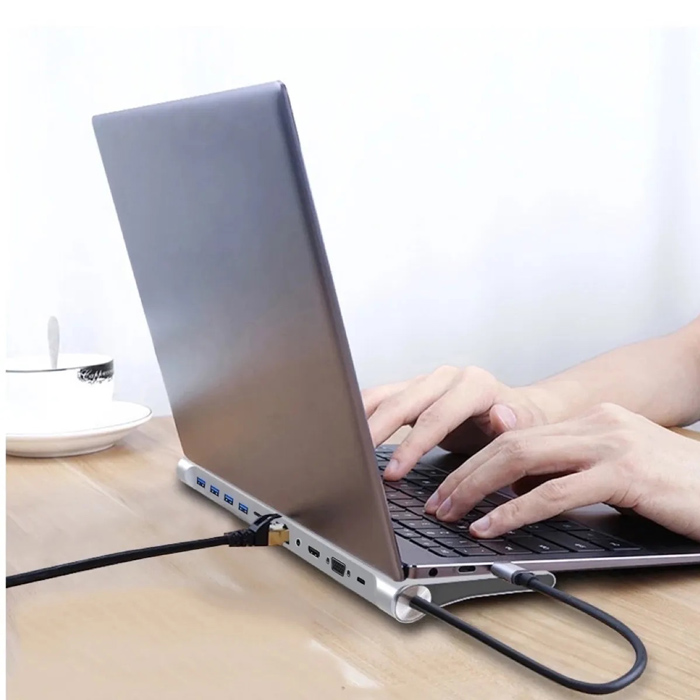 POWERTECH docking station BYL-2003, 11 θυρών, βάση laptop, USB-C, γκρι 5 POWERTECH docking station BYL-2003, 11 θυρών, βάση laptop, USB-C, γκρι - Image 3