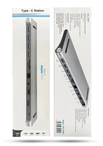 POWERTECH docking station BYL-2003, 11 θυρών, βάση laptop, USB-C, γκρι 7 POWERTECH docking station BYL-2003, 11 θυρών, βάση laptop, USB-C, γκρι - Image 5