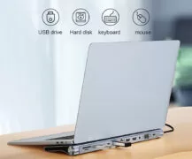 POWERTECH docking station BYL-2003U2, 12 θυρών, βάση laptop, USB-C, γκρι 3
