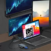 POWERTECH docking station BYL-2311 8 θυρών, USB-C σύνδεση, 100W PD, γκρι 3
