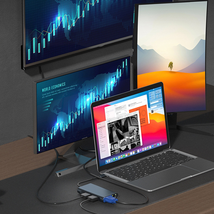 POWERTECH docking station BYL-2311 8 θυρών, USB-C σύνδεση, 100W PD, γκρι 5 POWERTECH docking station BYL-2311 8 θυρών, USB-C σύνδεση, 100W PD, γκρι - Image 3