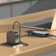 POWERTECH docking station BYL-2311 8 θυρών, USB-C σύνδεση, 100W PD, γκρι 4