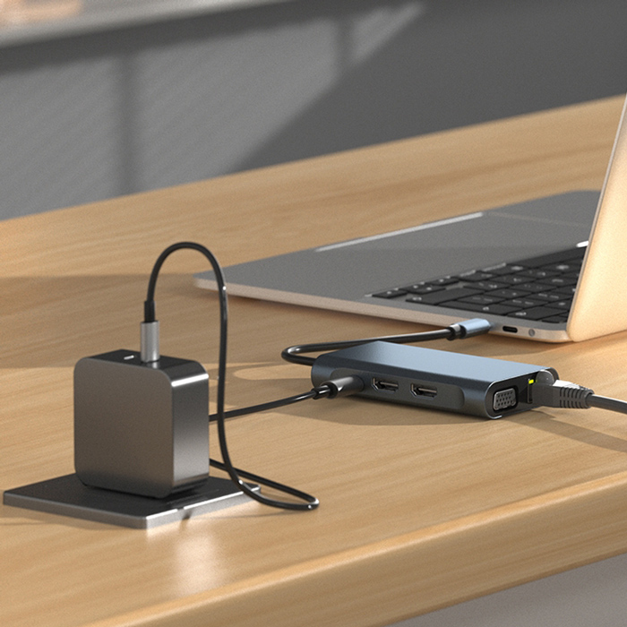 POWERTECH docking station BYL-2311 8 θυρών, USB-C σύνδεση, 100W PD, γκρι 6 POWERTECH docking station BYL-2311 8 θυρών, USB-C σύνδεση, 100W PD, γκρι - Image 4