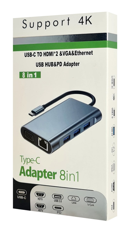 POWERTECH docking station BYL-2311 8 θυρών, USB-C σύνδεση, 100W PD, γκρι 9 POWERTECH docking station BYL-2311 8 θυρών, USB-C σύνδεση, 100W PD, γκρι - Image 7