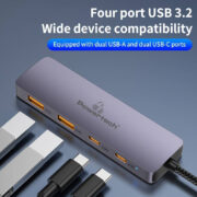 POWERTECH USB hub CAB-UC082, 4x θυρών, 10Gbps, USB-C σύνδεση, γκρι 6 POWERTECH USB hub CAB-UC082, 4x θυρών, 10Gbps, USB-C σύνδεση, γκρι 2