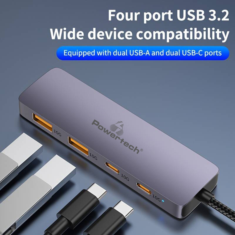 POWERTECH USB hub CAB-UC082, 4x θυρών, 10Gbps, USB-C σύνδεση, γκρι 4 POWERTECH USB hub CAB-UC082, 4x θυρών, 10Gbps, USB-C σύνδεση, γκρι - Image 2